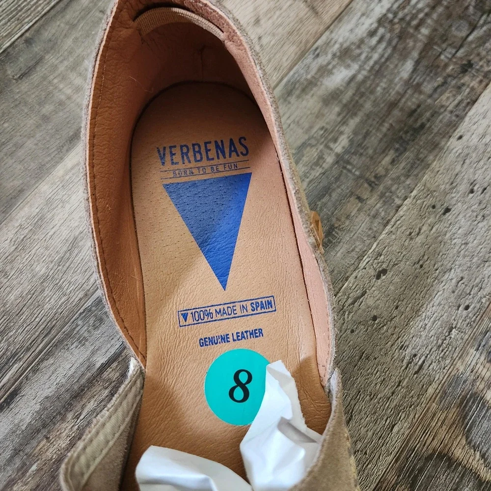 Verbenas Carmen Taupe Suede Espadrille Flats Made in Spain‎ Womens 9 EU 40